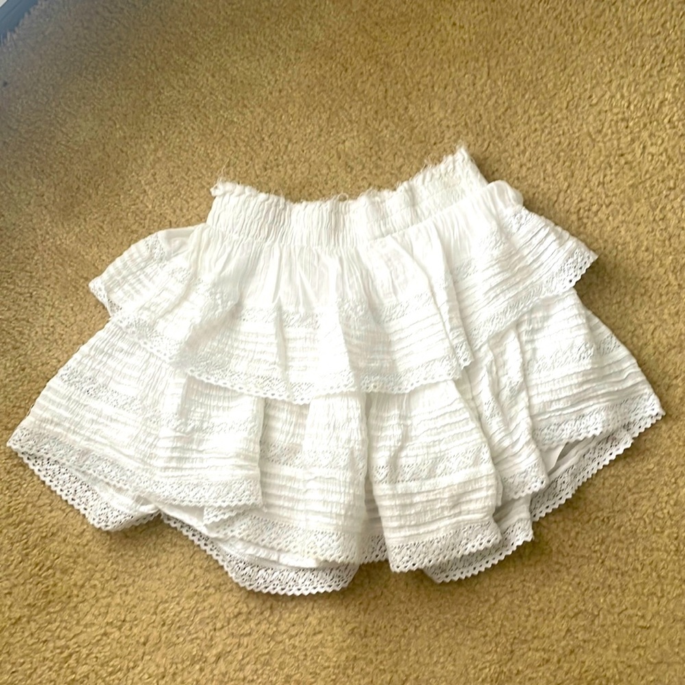 aerie white ruffle skirt
